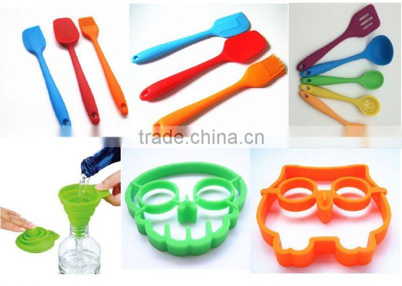 Shenzhen FDA non stick seamless heat resistant food grade colorful silicon kitchen utensils cooking set