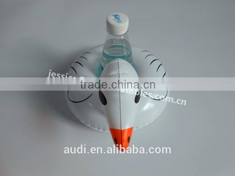 Plastic inflatable floating swan cup holders