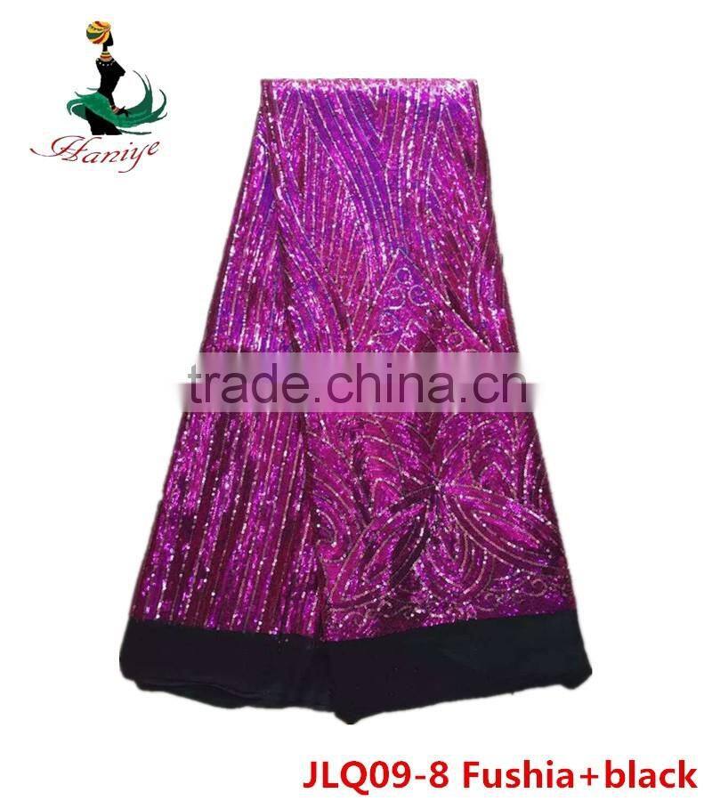 Haniye 2016 Best Price Embroidery French lace / Hot Selling Tulle Lace sequins Fabric /JLQ09-8