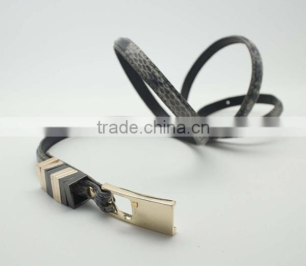 PU leather snake skin finish lady belt