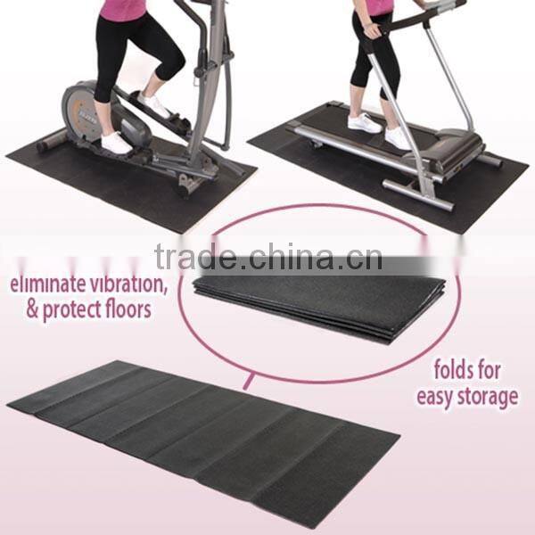 Folding Black Treadmill Floor Mat With Shockproof , Treadmill Shock Absorber Mat