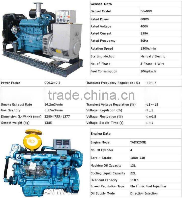 DS 88KW diesel engine generator set avr high-power volvo