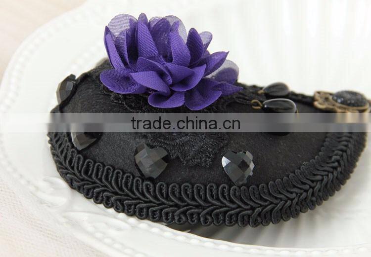 MYLOVE dark purple flower mini top hat lady party hair accessory