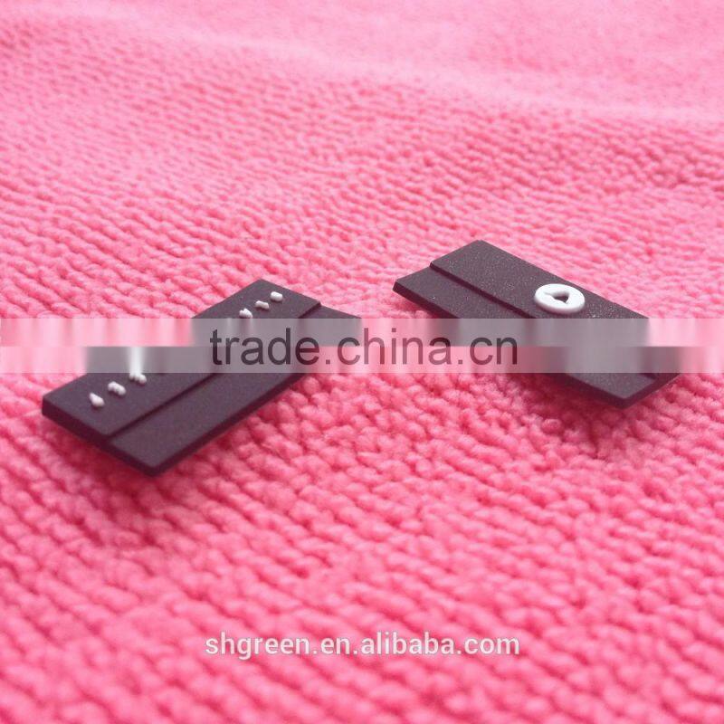 Orange color PVC rubber side label,sewing on rubber flag tag for jacket