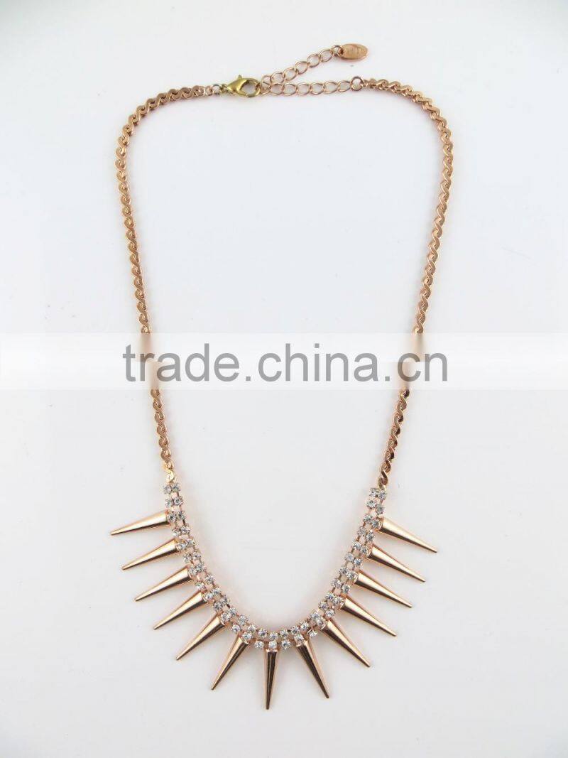 Trendy America style crystal cone pendant necklace