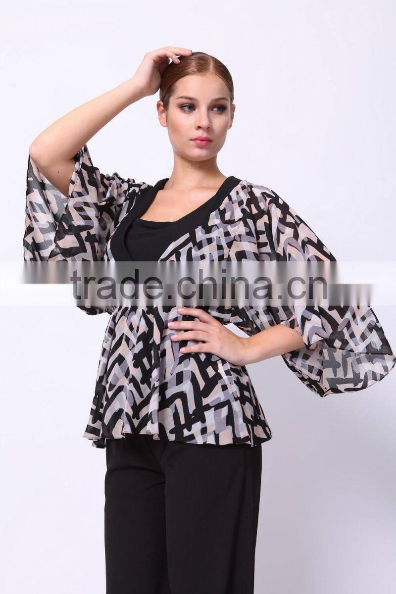 2016 Pretty Steps winter collections chiffon fabric type and OEM seives supply type blouses