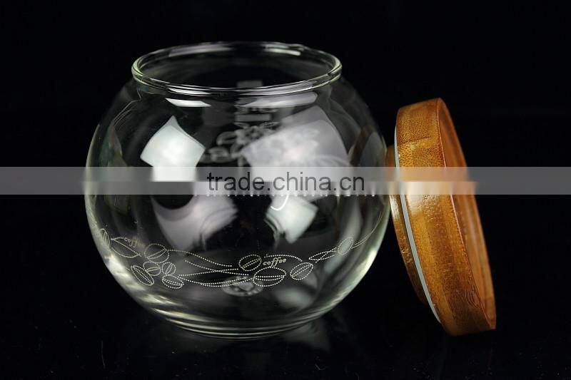 Top quality Borosilicate glass jar with wood lid
