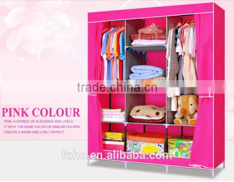 Folding wardrobe for bedroom designs diy cloth canvas wardrobe (FH-CS0505 )