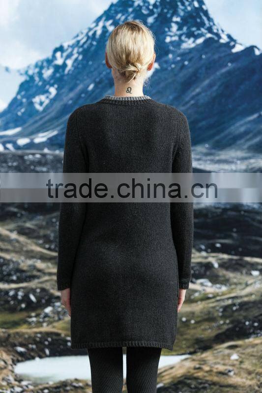2014 new fashion sweater cashmere round neck with buttons and pocket