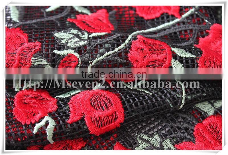 New arrival embroidered eyelash custom mesh embroidery lace fabric for dress