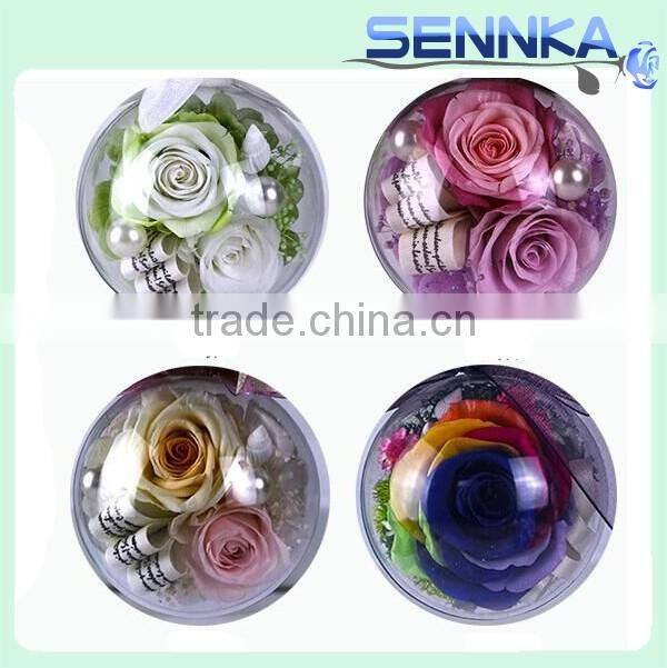 Wholesale Luxuious fresh preserved flower with Glass ball holder