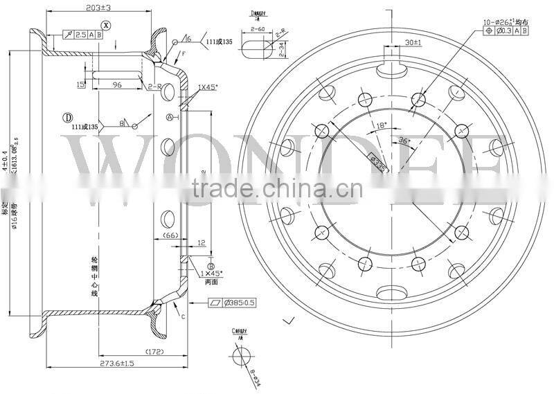 China Factory 8.00-20 Truck Steel Wheel