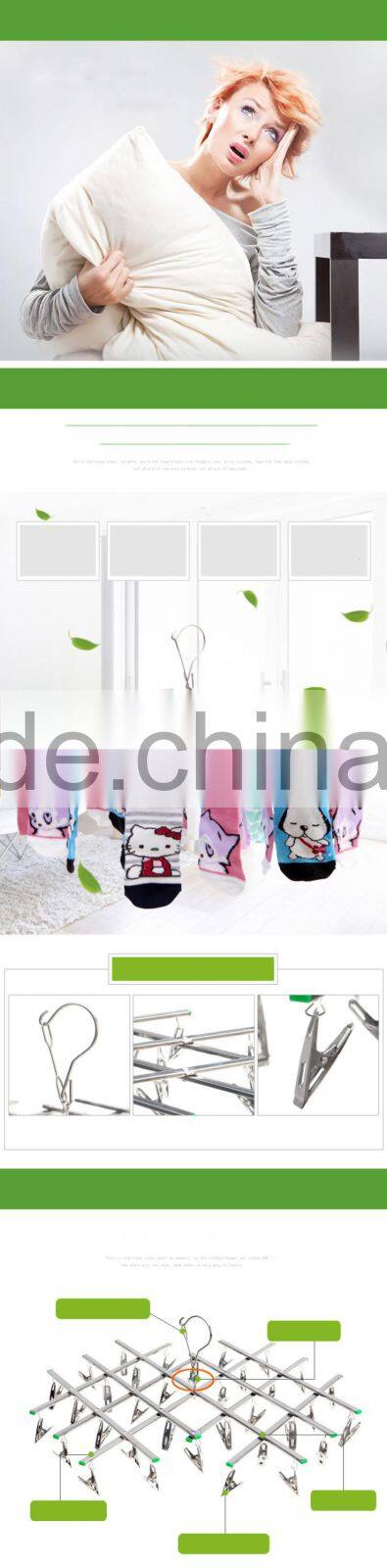 Wholesale products Stainless Steel Clothes Hanging Bracket Laundry Socks Trousers Clips Hanger Dry Rack 10 clips