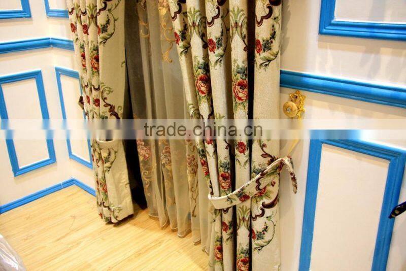 Luxury Embroidery Finished Fabric Curtain /Gold Drapes and Valances