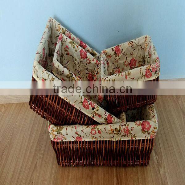 White Wicker Basket Set with Pink Liners, white wicker basket with pink liner