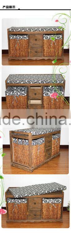 HOT Mocha-color europe import wood shoe stool living room furniture from china