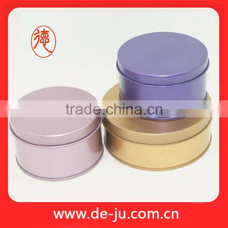 Orange container seperately cover cheap metal tin box round