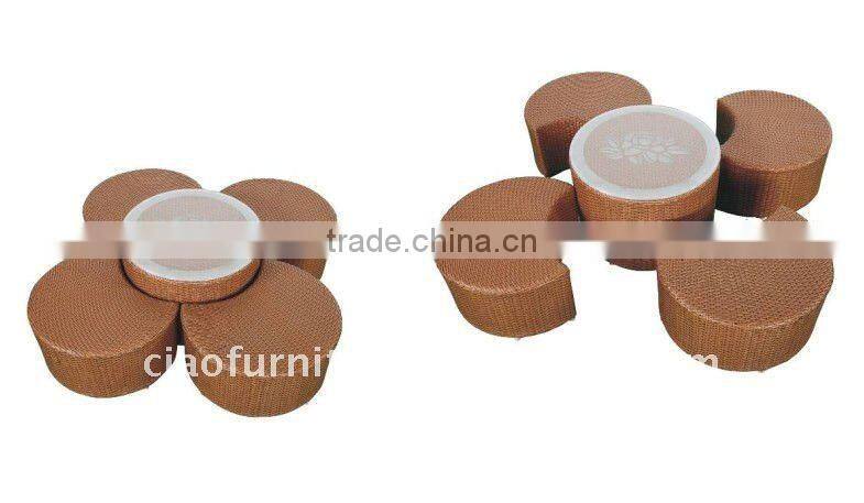 Garden kids furniture, PE rattan outdoor furniture, veranda coffee set