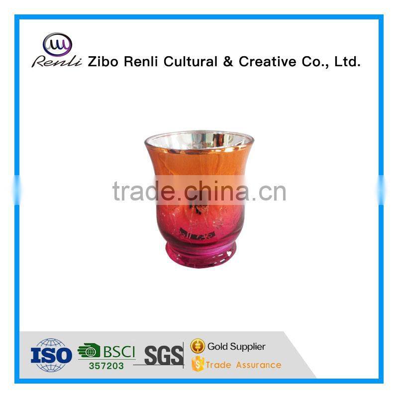 Electroplated Colored Geometric Glass Hurricane Candles Holders Lamp