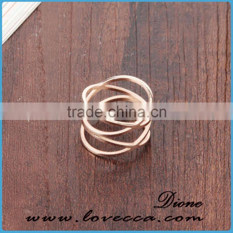 Wholesale new design knot 316l stainless steel rose gold plated finger ring
