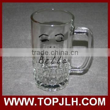 Topjlh high quality sublimation glass beer mug with handle