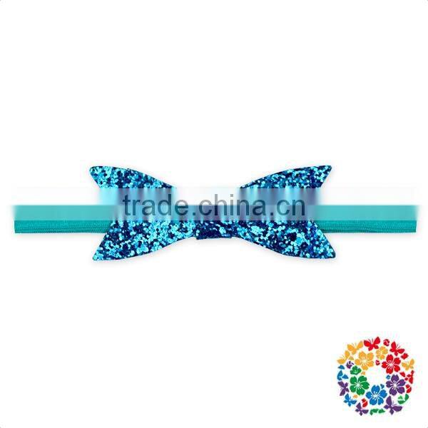 Royal Blue Shiny Sequin Bow Headbands For Baby Girls