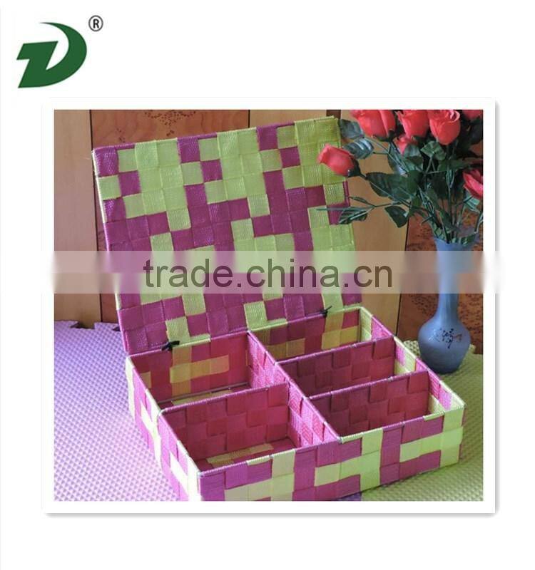 new arrived recycled paper rectangular woven large storage baskets with lids