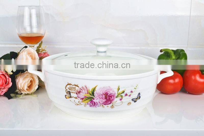 10" porcelain pot suitable for microwave oven with glass lid
