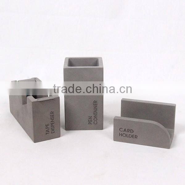 Cement desk accessories Letter tray , pencil cup and catchall for office supplies