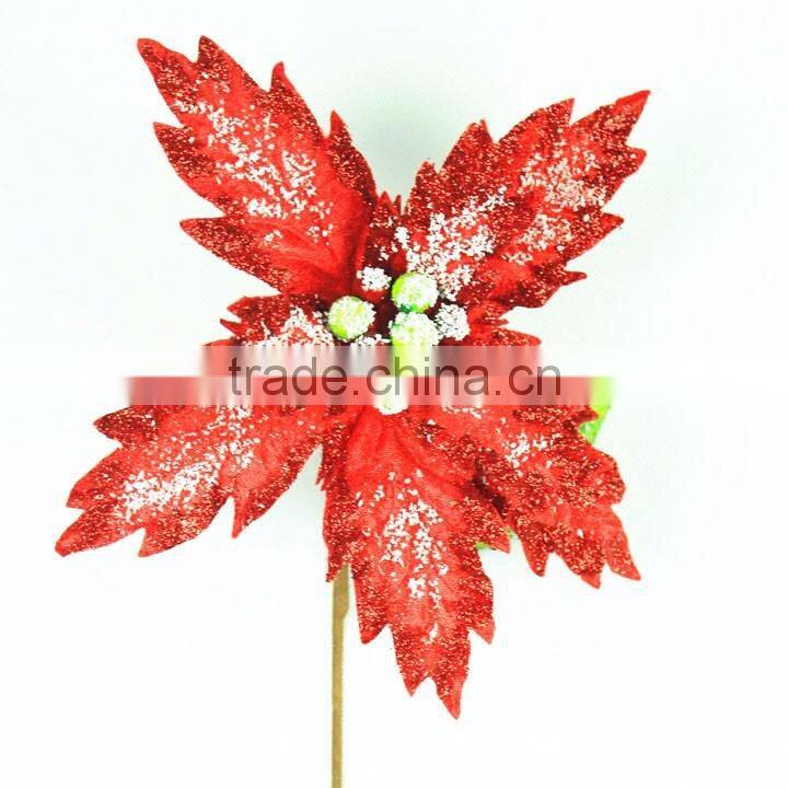 China factory supply crafts decorations cheap artificial poinsettia flower for christmas market