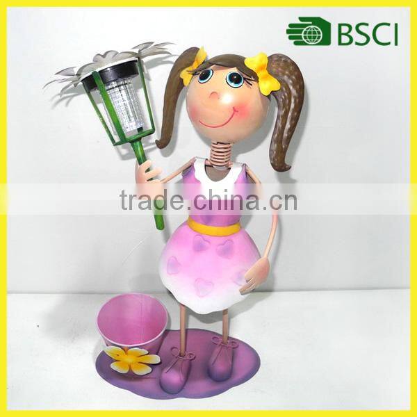 YS15067 Metal girl craft solar light for garden decoration