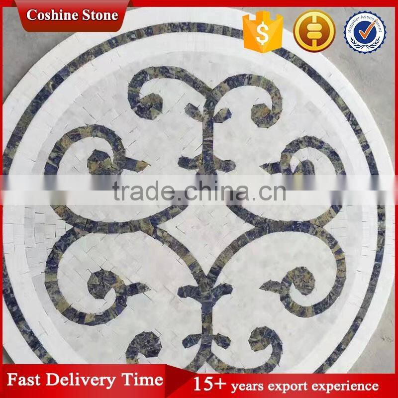 Round shaped natural stone carrara white marble mosaic pattern