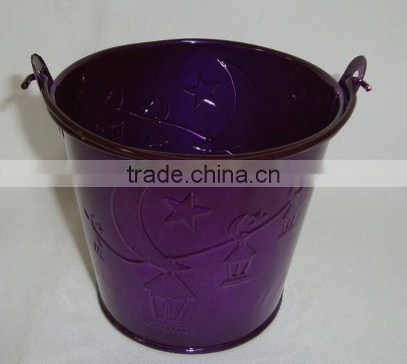 High Light Relief Round Green Flowerpot/Garden Planter