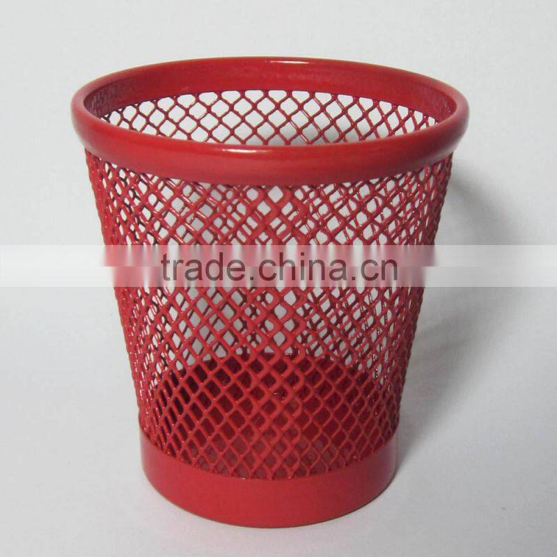 2014 high quality desktop metal mesh round color mini pen holder