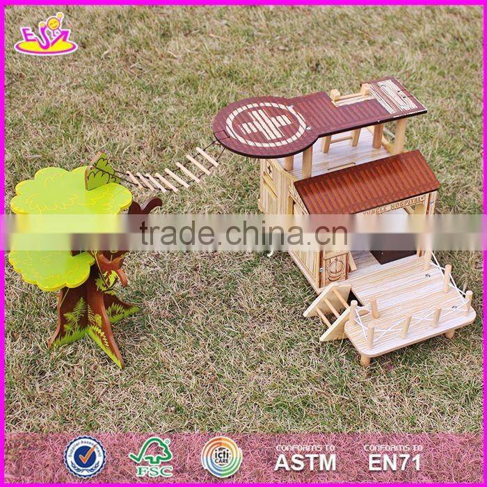 2017 New products indoor children toys wooden treehouse dollhouse W03B059