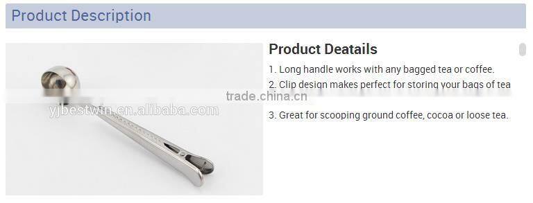 High Quality Stainless Steel Coffee Scoop Tea Scoop With Bag Clip Kitchen Tool Measuring Spoon