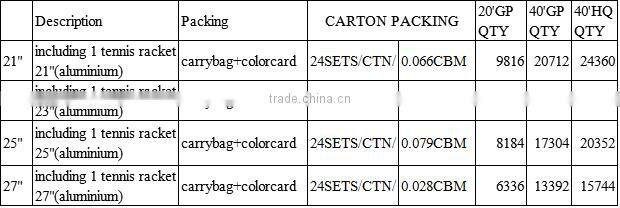 GSTS1000 Aluminum tennis rackets set for training