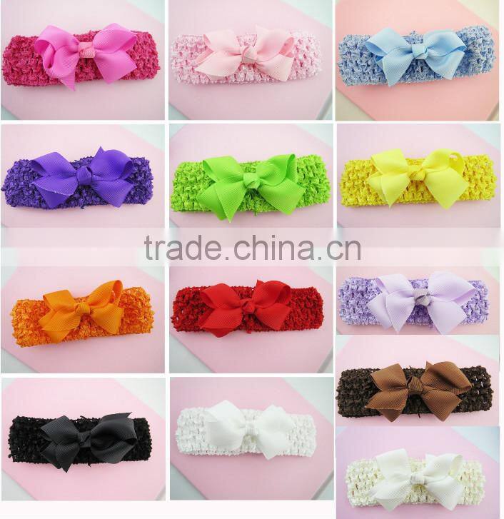 Cheap 1.5" crochet headband with bow /hair accessory