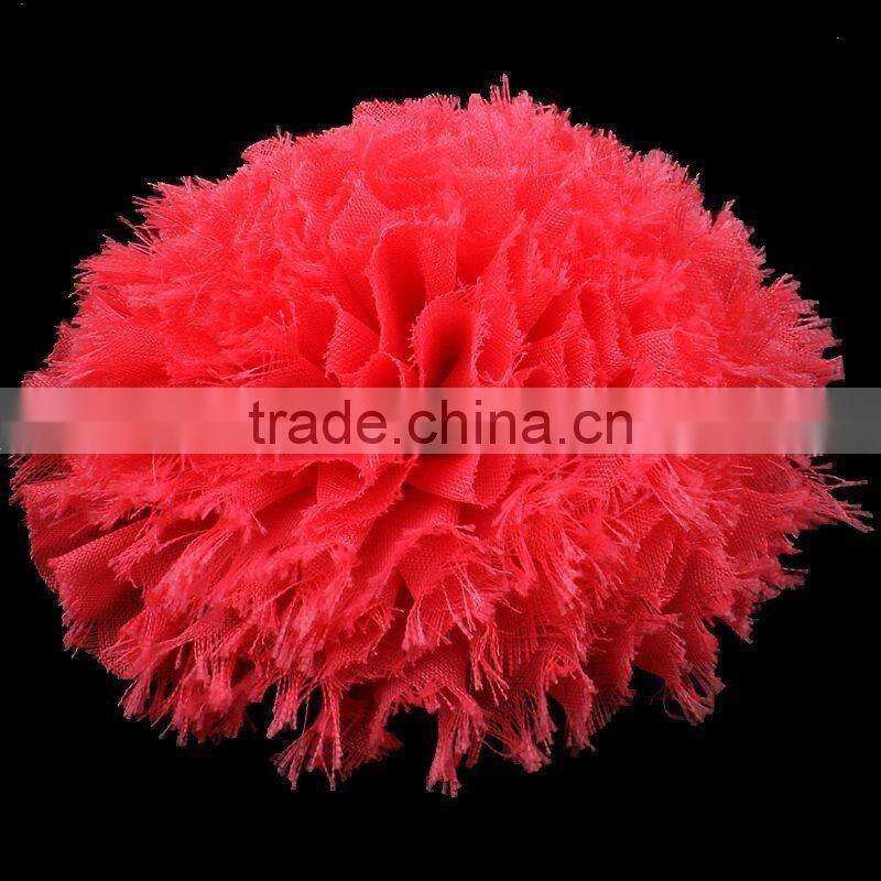 fraying chiffon flower puff ball for kids hair accessories