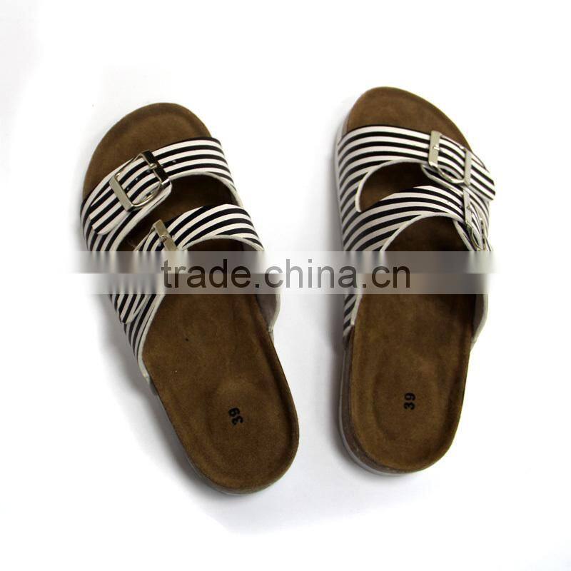 Newest 2015 Ladies Sandal Shoes with Double Strap Mule Striped