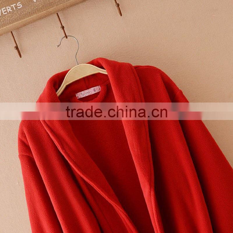100% polyester women's micro fleece bathrobe, polar fleece bathrobe,nightwear gown