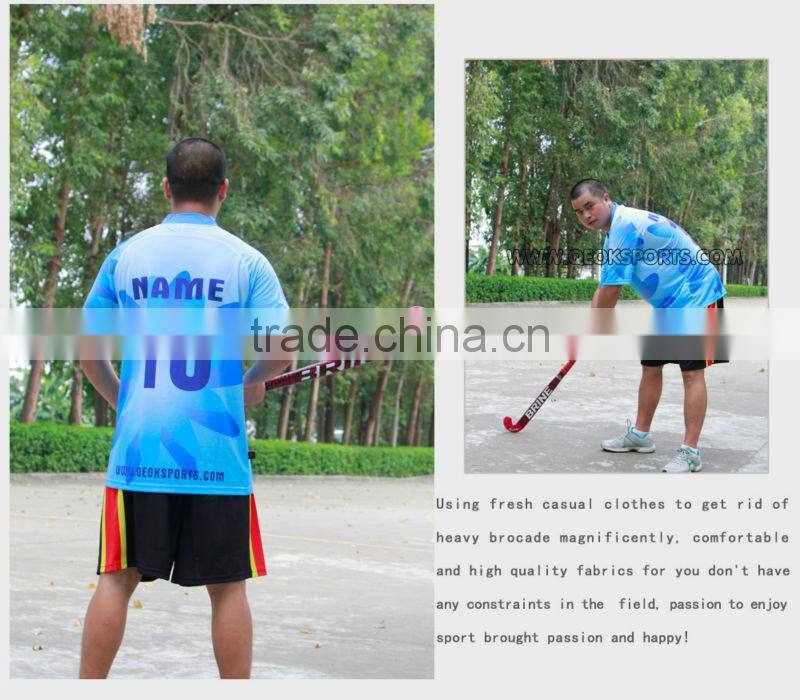 Light Blue with Flower Pattern Men's Hockey Shirts Hockey Wear