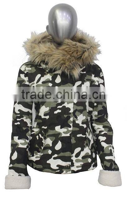 ALIKE women jacket camoflage jacket hoodie winter jacket
