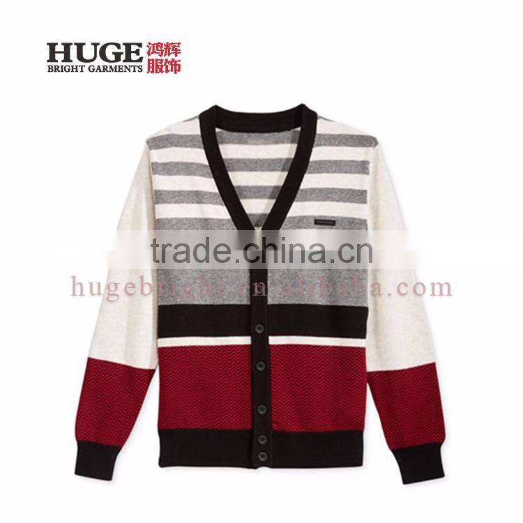 V-Neck Slim Fit Stripe Cardigan Children Winter Sweaters