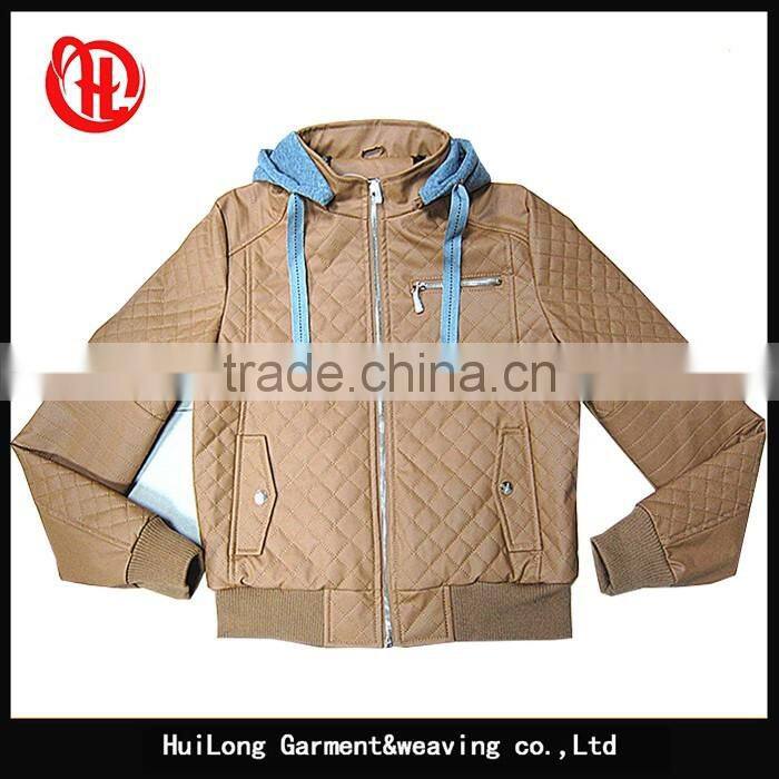 Manufacture ladies coat winter hoodies PU jacket