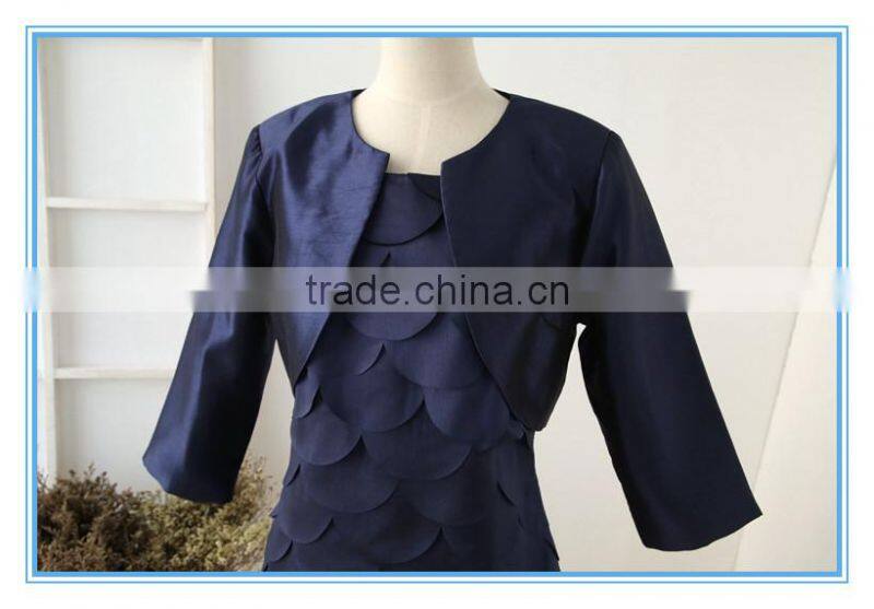 Hot Sales Shantung Lacer cutting Design Prom Bolero Dress Suits For Lady
