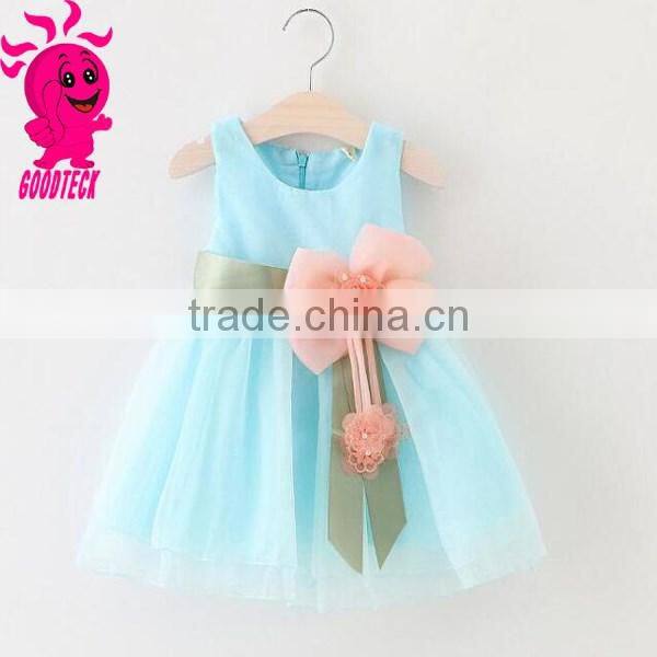 2016 new wholesaler baby princess christmas dresses girls skirt set with bowknot