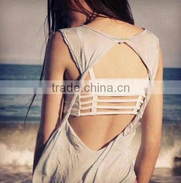 Ladies fancy breathable backless Tank Top