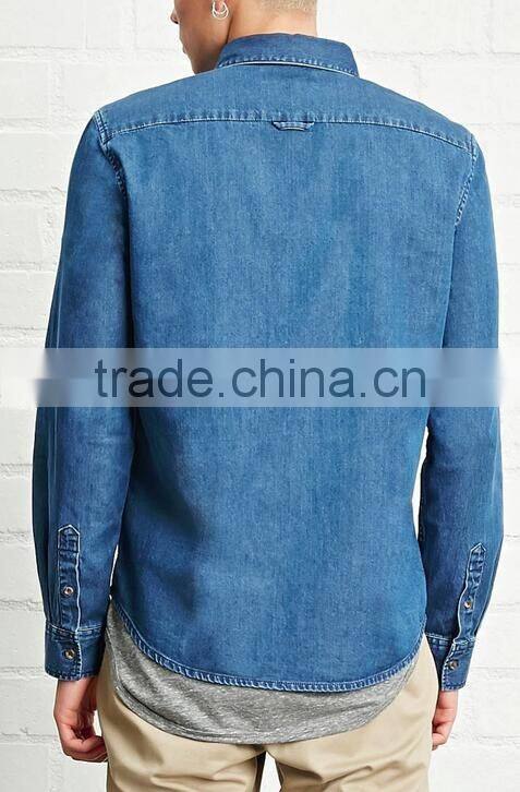wholesale denim shirts man blank slim jeans shirts custom your logo