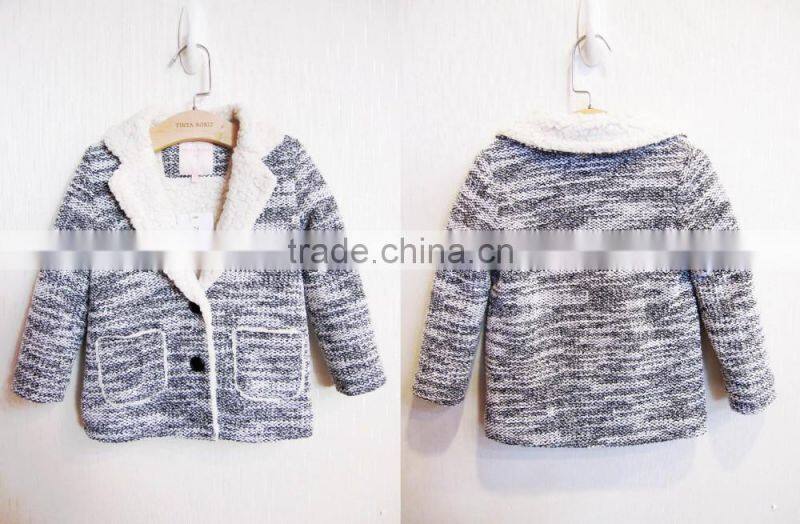 Winter Children Clothing Wholsaler Tweed Apparel With Cashmere Lining Kids Coat For Girls